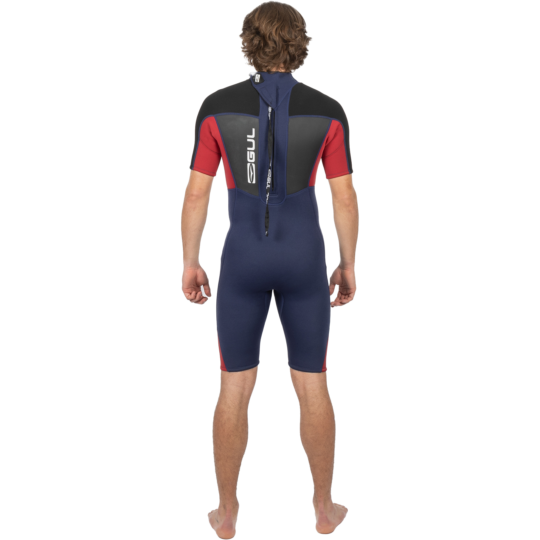 2025 Gul Mens Response 3/2mm Back Zip Shorty Wetsuit RE3319-C1 - Navy / Red